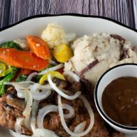 Homestyle Meatloaf · Slow baked ground chuck with mushroom, onion, brown gravy and special seasonings.