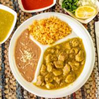 Chile Verde · Rice and Beans Inside