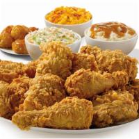 18 Pieces Mixed Chicken Meal · 18 pieces of mixed chicken with three large side and six honey-butter biscuits.
