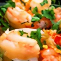 Gambas Al Ajillo · Shrimps sauteed in garlic sauce