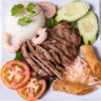 Charbroiled Beef  Rc · Chilled rice vermicelli with charbroiled beef. served with shredded lettuce shredded cucumbe...