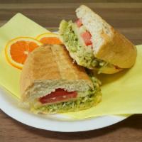 Chicken Pesto Sandwich · Rotisserie chicken, pesto Jack cheese, and tomato.