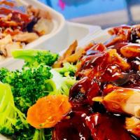 Beef Bowl · Served on steamed white or brown rice, Big E's teriyaki sauce, and on the following: pickled...