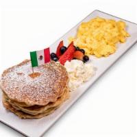 Kids Mini Pancakes · Served with a side of eggs. Served with a Kids Drink