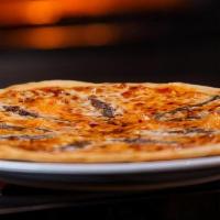 Acciughe Pizza · Anchovies, tomato sauce and chili flakes baked in a wood-fired oven.