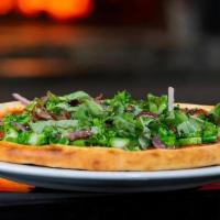 Senza Formaggio Pizza · Tomato sauce, broccolini, red onion, extra virgin olive oil, and basil no cheese baked in a ...
