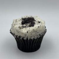Gluten-Free Vegan Black ＆ White Oreo · Vegan chocolate cupcake baked with Oreo cookie chunks inside the cake, frosted with a vegan ...