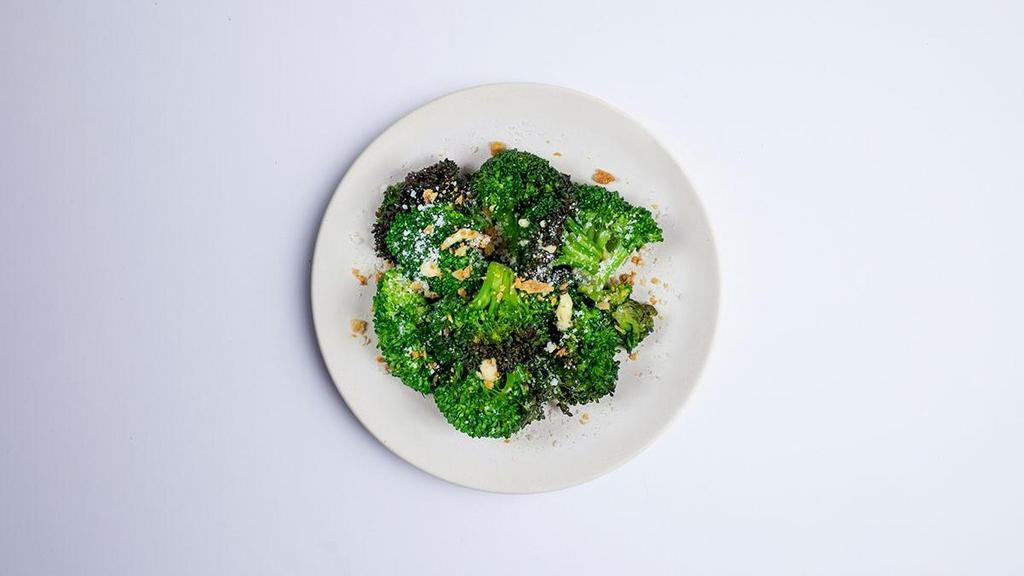 Roasted Broccoli · with lemon, garlic, parmesan bread crumb. (Vegetarian).