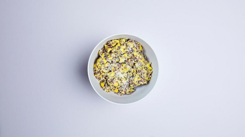 Sweet Corn & Quinoa · with greek yogurt. (Vegetarian, Gluten-Free).