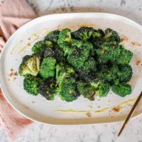 Large Roasted Broccoli · lemon, garlic, parmesan bread crumb. (Vegetarian).