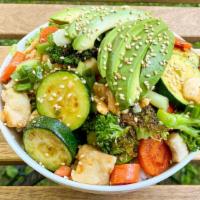 Teriyaki Bowl · Our famous teriyaki veggie mix (broccoli, carrots & zucchini with our house seasoning), glaz...