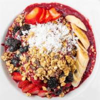 Acai Bowl · Acai fruit blended w/ apple juice, seasonal berries, bananas, strawberries, granola, bee pol...