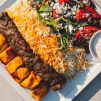 Gypsys Kebab Combo Plate · Your choice of any two kebab skewers of beef, chicken, kubide or lamb.
