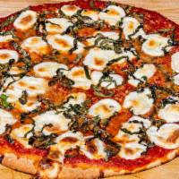 Margherita Pizza (Tomato Sauce, Mozzarella, Basil, Parmesan) · Tomato sauce, mozzarella, basil, Parmesan.