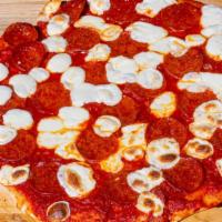 Pepperoni Pizza (Tomato Sauce, Mozzarella, Pepperoni) · Tomato sauce, mozzarella, pepperoni.