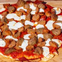 Meat Lovers Pizza (Tomato Sauce, Mozzarella, Italian Sausage, Meatballs, Pepperoni) · Tomato sauce, mozzarella, Italian sausage, meatballs, pepperoni.