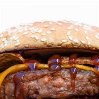 Bar B Que Bacon Burger · Impossible or Beyond Burger Patty, crisp Bacon, Cheddar Cheese, Onion Rings, Bar B Q Sauce, ...