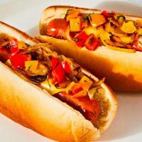 Italian Beyond Sausage · Beyond Sausage link, grilled Peppers & Onions, and Cheddar Cheese.