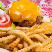 The Masa Burger · Our ½ lb. seasoned beef or Masa Beyond burger on a toasted Cuban roll with cheese: swiss, ch...