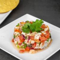 Ceviche Con Pulpo Y Shrimp · Our ceviche mix with our octopus.