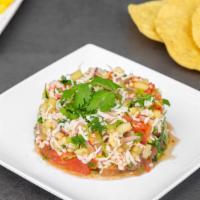 Crab Ceviche · Ceviche mix and crab comes with chips.