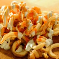 Buffalo Ranch Fries · Curly fries drizzled with our buffalo and ranch sauce.