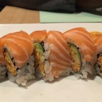 Black Jack Roll · Spicy Cali roll. Salmon on top