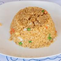 Large-Plain Fried Rice · Has egg, pea and carrot.