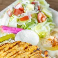 Grilled Chicken Breast Meal · Grilled boneless, skinless chicken breasts marinated with garlic, and herbs. Served with ric...