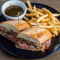 Bella Bru French Dip · Angus beef, horseradish mayonnaise, caramelized onions on ciabatta roll, au jus. Served with...