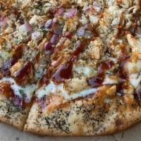 Bbq Chicken Pizza · BBQ sauce, chicken, cheese, onions, mild boss sauce