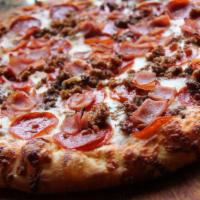 Meat Lovers Pizza · sausage, ham, pepperoni, bacon,  and lots of cheese