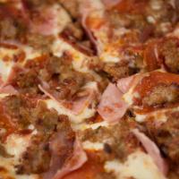 Meat Lover · Pepperoni, ham, bacon, Italian sausage and mozzarella.