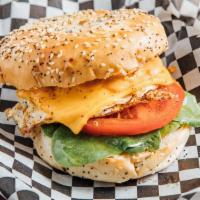 Breakfast Sandwich · Served with egg, bacon, american cheese, spinach and tomatoes with chipotle aioli.