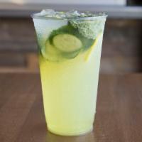 Lemon Cucumber Refresher · lemon, mint and cucumber with sparkling lemonade
