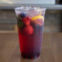 Berry Refresher · Mix berries, mint and lemon with sparkling berry juice