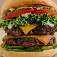The Socal (Double) · Certified Angus Beef. Two all-beef patties with cheese, avocado, grilled onion, lettuce, pic...