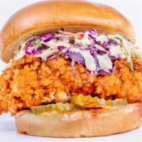 Hot Chicken Sandwich · Hand breaded and battered using our custom recipe, this is a 100% antibiotic and hormone fre...