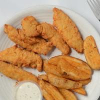 Fingers And Fries · Juicy chicken fingers and fries to keep your stomach happy. 4 chicken finger (tender) and ha...