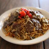 Yakisoba (Chashu) · Yakisoba uses the steamed Ramen noodle, that is then stir-fried in a heating wok with carrot...