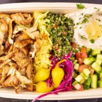 Chicken Shawarma · Seasoned Chicken slowly grilled on our vertical grill. 
Plate / Salad / Pita / Wrap
