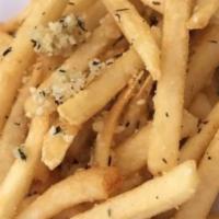Garlic Fries · Gluten-free. Garlic, cotija cheese, parsley.