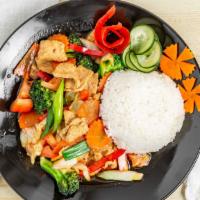 Stir-Fried Mixed Vegetable · Stir-fried mixed vegetables with garlic in oyster sauce. Served with rice.