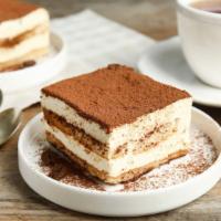 Sweetly Tiramisu · Layers of espresso drenched ladyfingers separated by mascarpone cream and dusted with cocoa ...