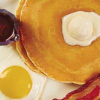 Diner Doubles · Double eggs, double buttermilk pancakes, double strips of bacon.  Double the fun guaranteed!