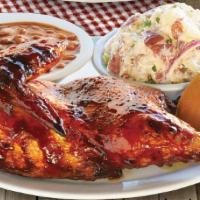 Slo-Smoked Bbq 1/2 Chicken · Fresh and tender 1/2 chicken, slo-smoked to juicy perfection.