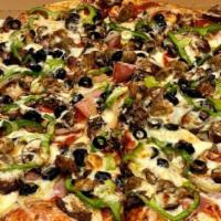 Ultimate Combination · Pepperoni, mushrooms, sausage, onions green, peppers, black olives, salami, ground beef, Can...