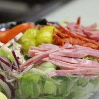 Antipasto Salad · Our garden salad, salami, ham, pepperoni.
