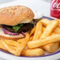 Combo Special · Most popular! Your choice of gyro sandwich, grecian burger, vegetarian sandwich served with ...