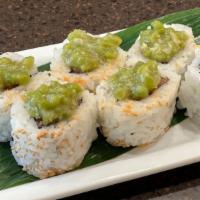 Spicy Tuna Part 2 Cut Roll · Spicy tuna served with chopped fresh wasabi sauce.